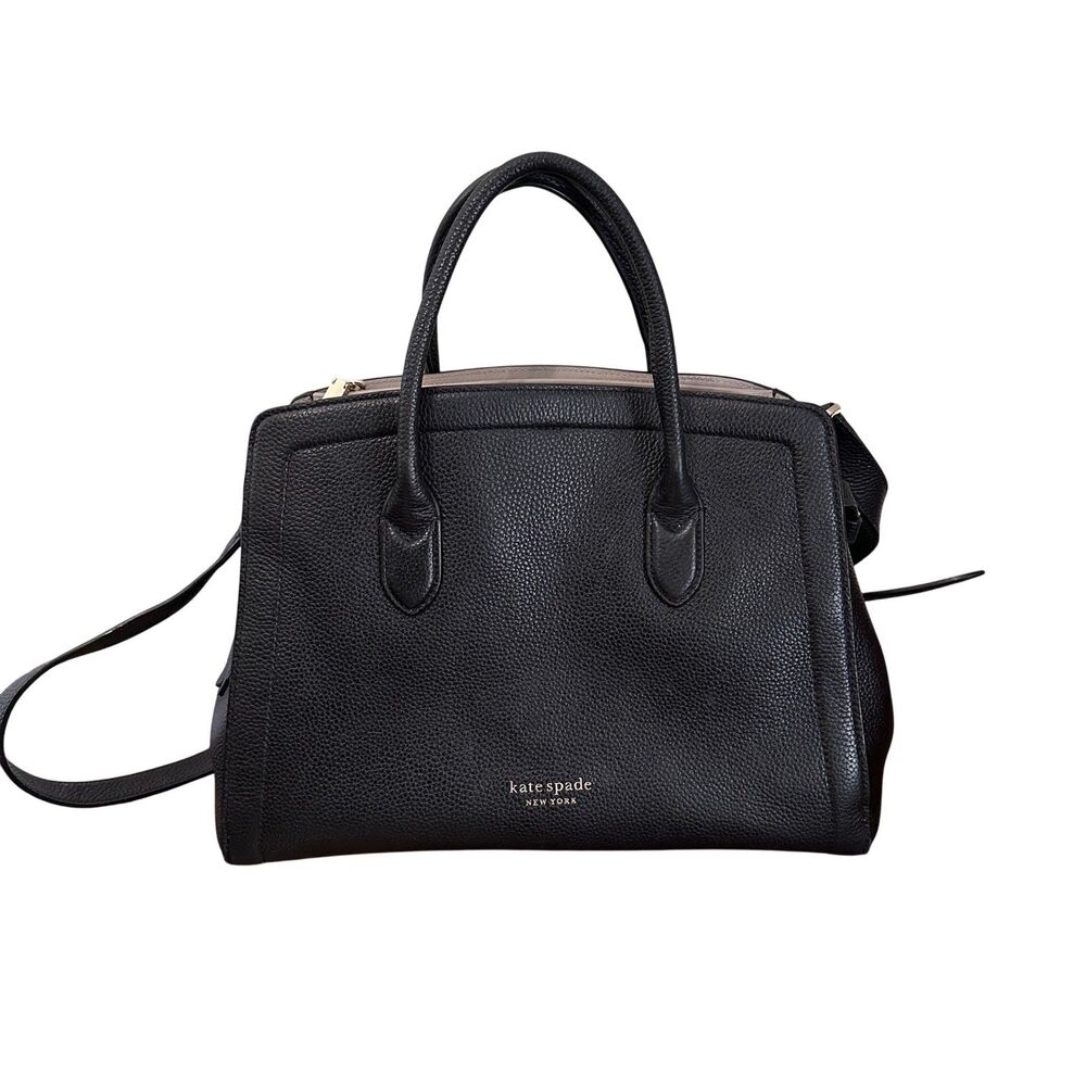 Kate Spade New York Satchel Black Pebbled Leather Crossbody Medium Bag